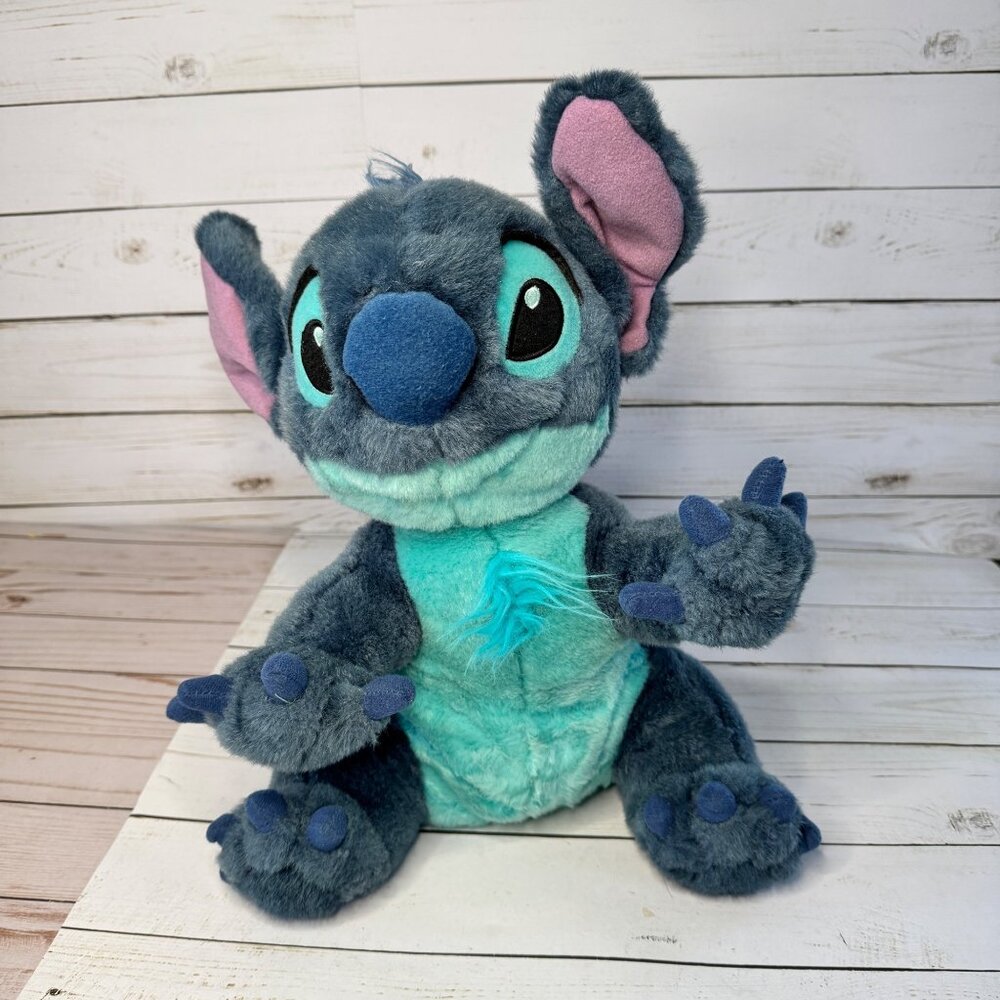 Disney Store Stitch Plush Toy 14" Blue Furry‎ Stuffed Animal From Lilo & Stitch